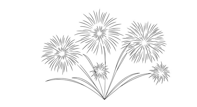 Hand-drawn fireworks sketch on white background