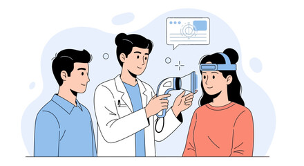 Fototapeta premium Doctor examining patient with medical device, healthcare concept illustration