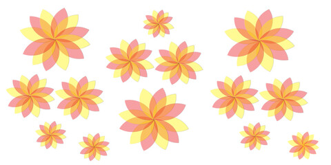 Obraz premium Orange and Yellow Floral Vector Collection with Decorative Bloom Elements on White Background.
