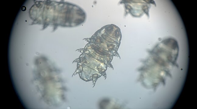 Microscopic view of Sarcoptes scabiei mites causing scabies skin infection.
