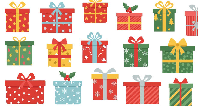 Colorful Christmas Gift Boxes Collection - Holiday Celebration