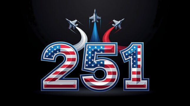 American Flag Themed Number 251 with Fighter Jets Displaying Smoke Trails