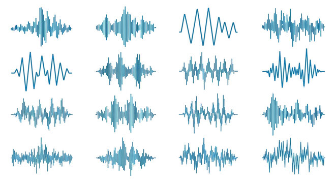 Sound wave patterns teal on white background