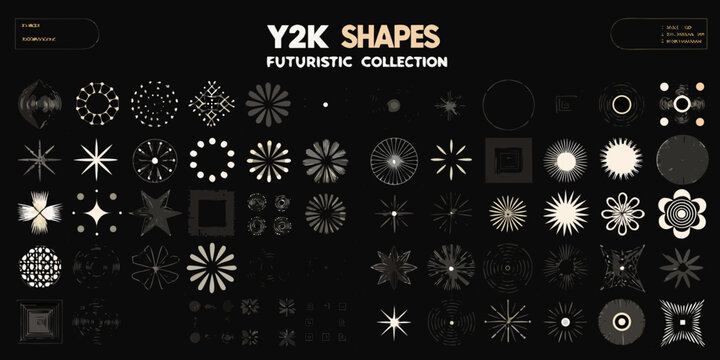 futuristic shapes collection abstract geometric design on black background