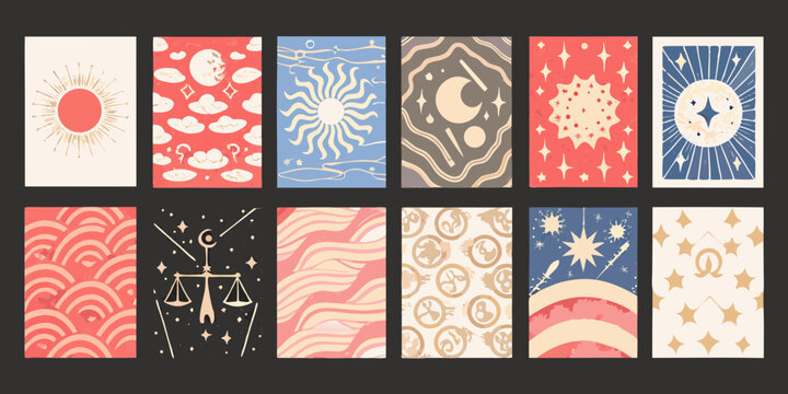 tarot card set collection of illustrated vintage style cards