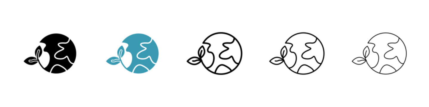 Green earth planet icon in flat style. Basic vector symbol illustration