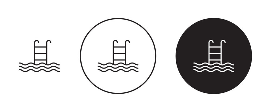 Ladder in swimming pool icon in flat style. Basic vector symbol illustration