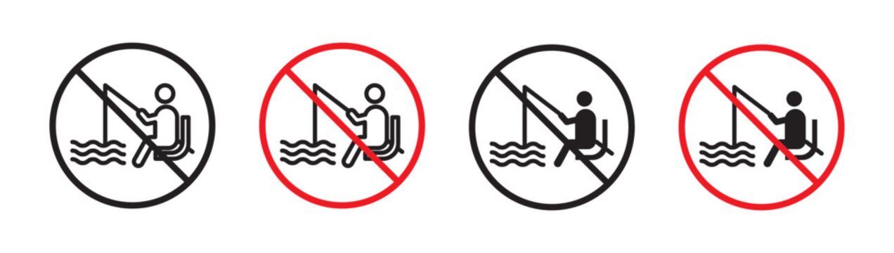 No fishing sign in flat style. Basic vector symbol illustration
