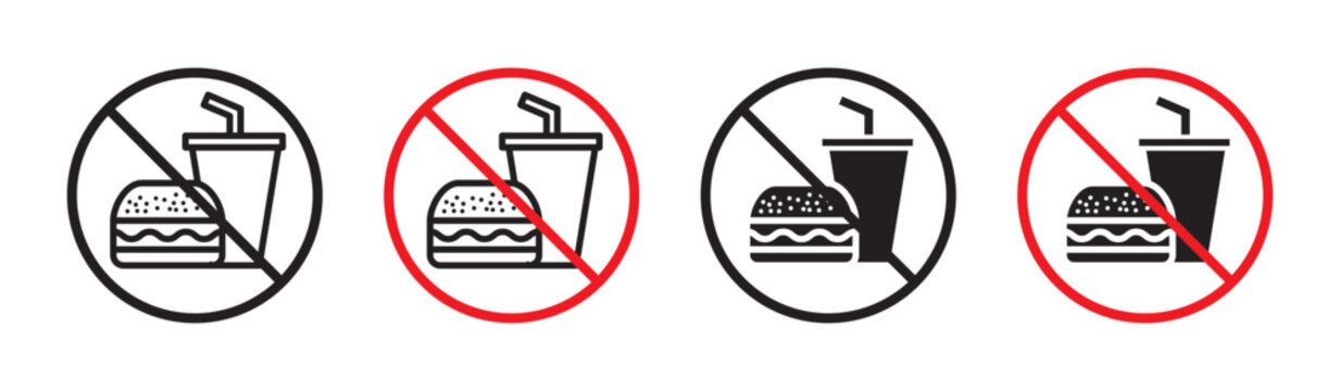 No food allowed sign in flat style. Basic vector symbol illustration