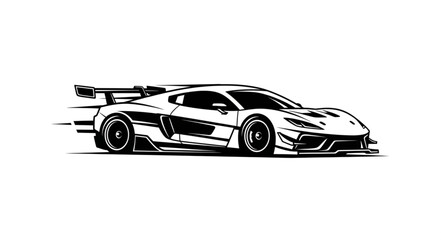 Naklejka premium Sleek Sports Car Illustration with Aerodynamic Enhancements.