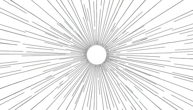 Black lines radiating from a circle on a white background