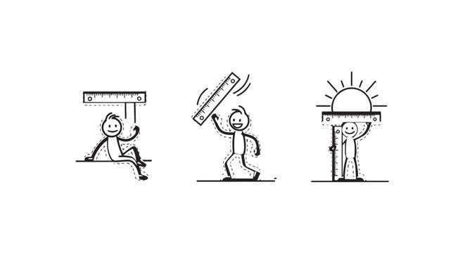 Illustrated characters lifting and balancing heavy objects creatively.