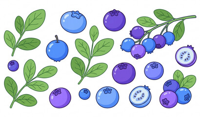 Cartoon blueberry vector illustration with fresh berry fruits isolated on white background © MstLima
