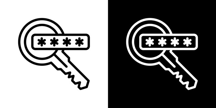 Password Icon Set Vector Collection Isolated In Black And White