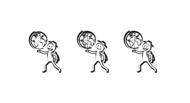 Cartoon characters running with oversized clocks illustration.