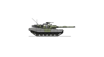 Modern military tank with camouflage paint isolated on white background. © Mu