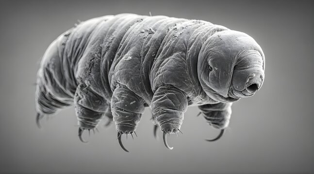 Scanning electron micrograph of a microscopic tardigrade water bear.