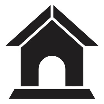 Simple dog house icon with roof and archway one story building  no furniture icon