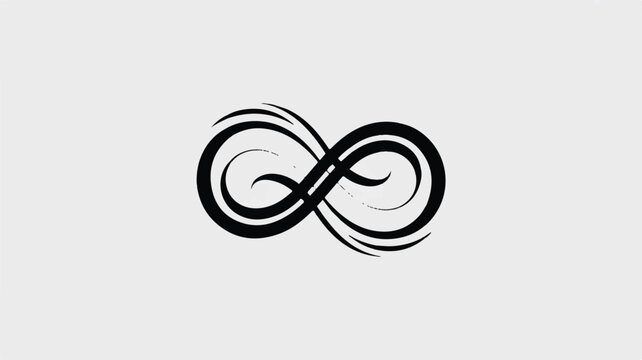 black infinity symbol with brush strokes on gray background
