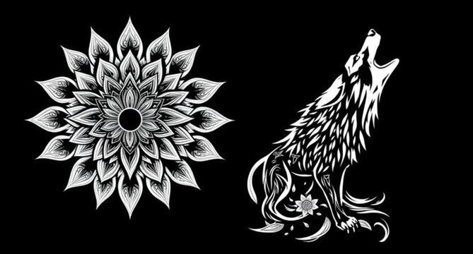 vector black and white wolf