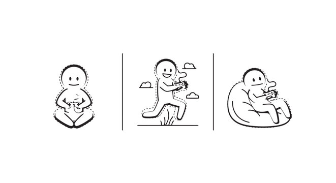 Illustrated progression of human growth and development stages.