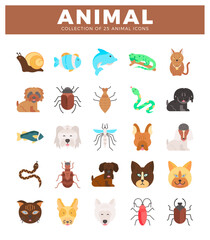 Obraz premium cartoon animal icons on a white background.