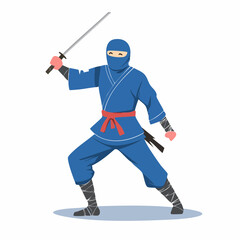 Fototapeta premium Blue Ninja Warrior with Sword