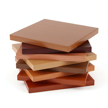Stack of wooden furniture panels isolated on white background