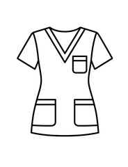 Naklejka premium Female Medical Scrub Uniform | Healthcare Workwear Line Art Vector