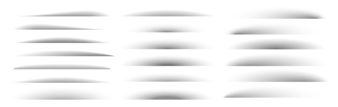 Collection of soft, blurred shadow effects with abstract oval shapes. Smooth gradients on white background.