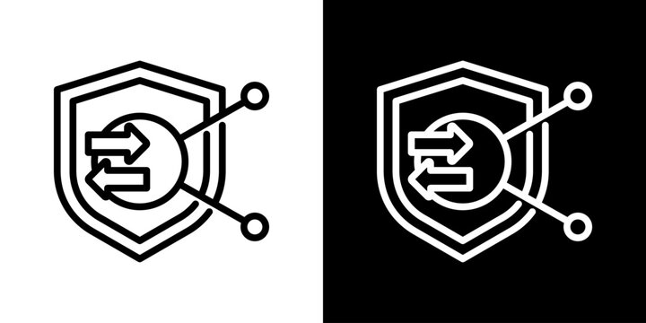 Secure Transfer Icon Set Vector Collection Isolated In Black And White