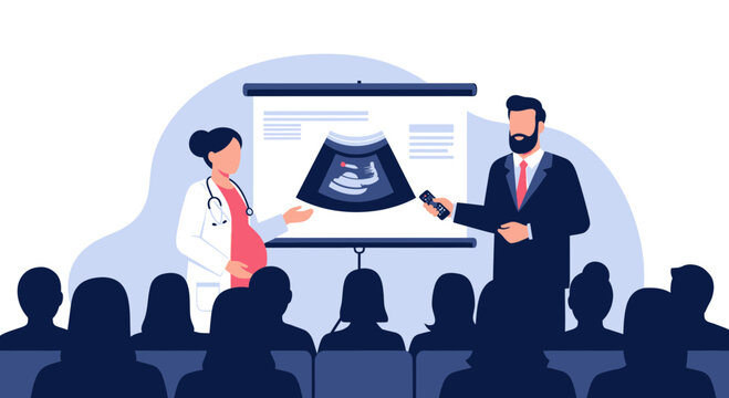 Healthcare Lecture: Pregnant Doctor Shows Ultrasound to Audience
