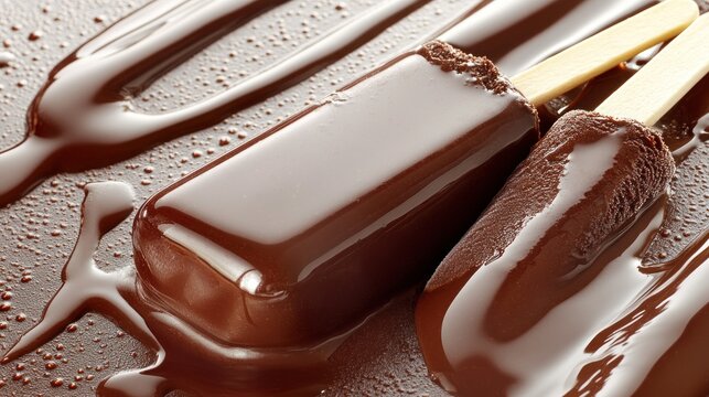 Melted chocolate ice pops