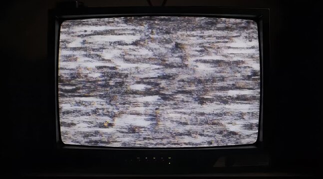 Vintage TV Screen with Static Noise and Test Pattern