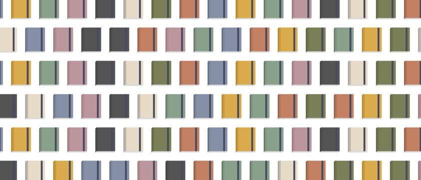 Minimal colorful books seamless pattern geometric bookshelf background abstract library wallpaper vector design