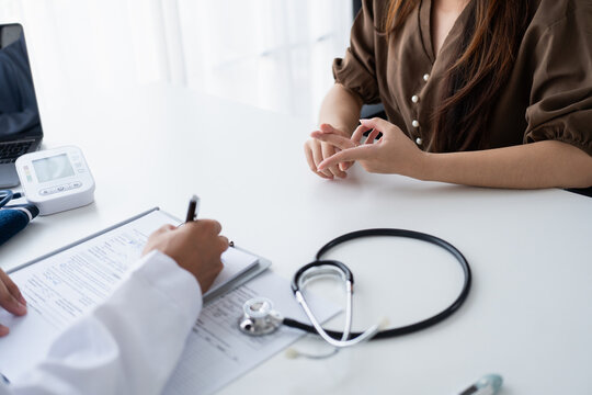 Healthcare. Doctor and patient are discussing&nbsp;interview consulting patient. Professional medical doctor in the hospital. Healthcare and medical