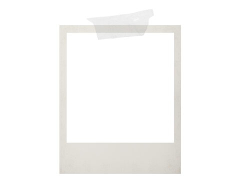 Vintage photo frame card with film texture with glued transparent tape, isolated transparent PNG.