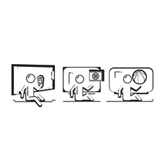 Fototapeta premium Illustrations of people using different computer interfaces effectively.