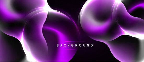 Naklejka premium Abstract purple waves, glowing lines, dark background. Modern design element for digital projects, presentations. Smooth gradients create depth.