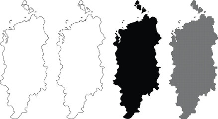 Obraz premium Komi republic, russia map silhouette. black and white vector outline of Komi republic country borders.