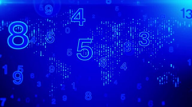 Blue Flying Numbers Background Loop, Countdown Matrix Background Loop