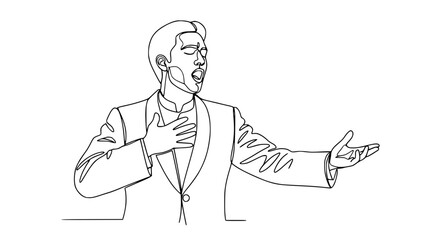 Obraz premium Opera Singer Performing with Passion, One Line Drawing
