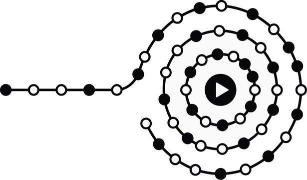 Spiral dotted line with play button icon