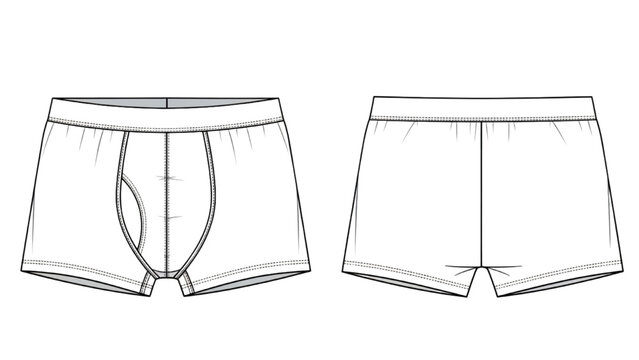 Illustration shows front and back views of men's shorts with drawstring