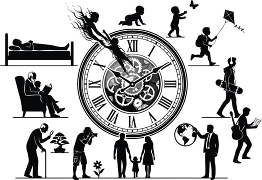 Life Journey and Time Flow Concept Illustration