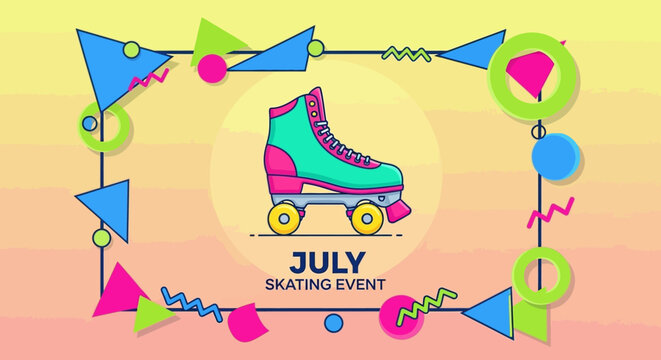 Retro 90s Roller Skating Event Poster Design