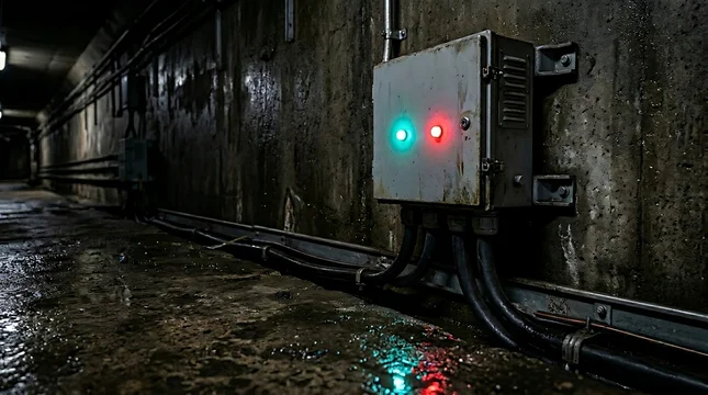 Outdoor electrical control box with red and green indicator lights electrical indicator technology equipment