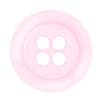 Pink Button with Four Holes Illustration