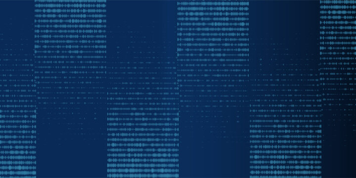 Blue glowing binary code rain background. Futuristic sic sak matrix style with data flow, abstract computer system. Classic modern vector.