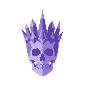 Purple skull with crystal gemstone crown